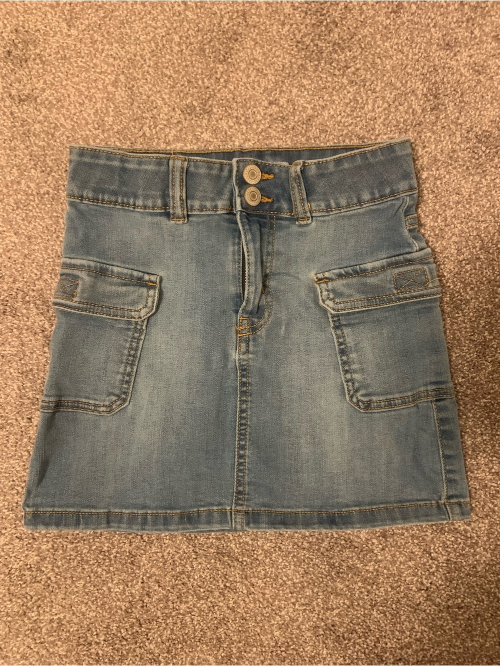 Light Blue Denim Cargo Mini Skirt